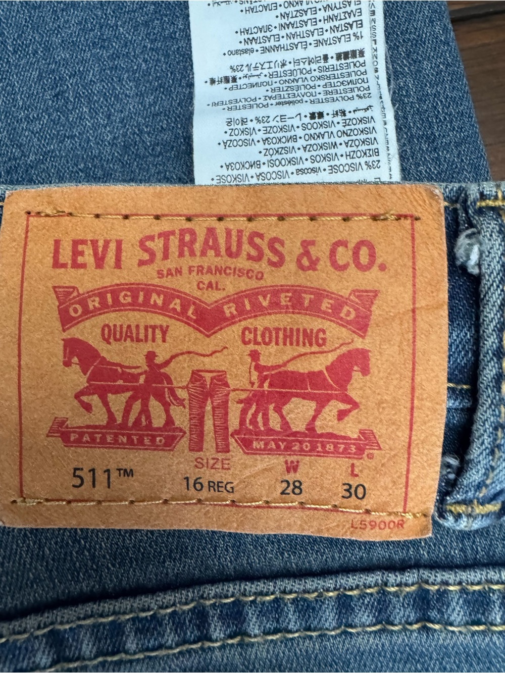 NWT Levi’s 511 Slim Fit Boys Jeans Eco Performance Flex Stretch Medium Wash - Picture 5 of 8